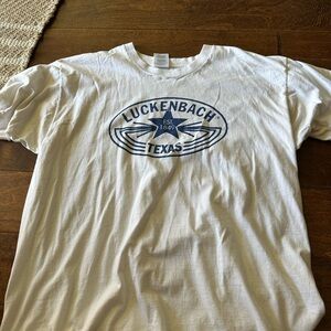 Fruit of the Loom White and Blue Graphic Tee